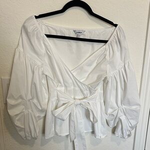 Express Off-White Wrap Blouse
